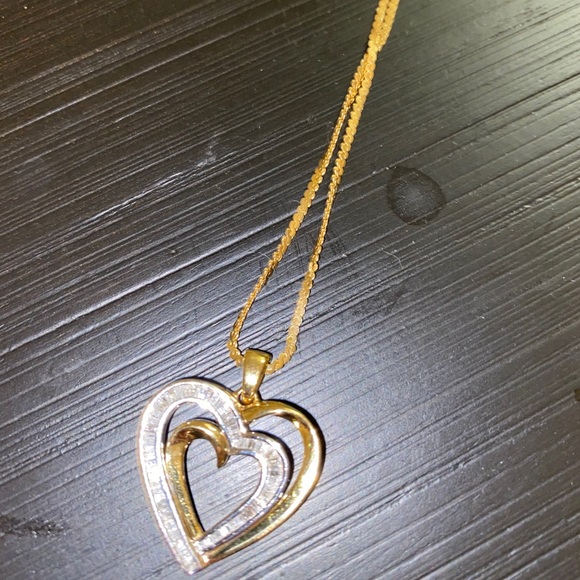 14k Gold Chain 10k Gold Two Tone Pendant - Picture 4 of 4